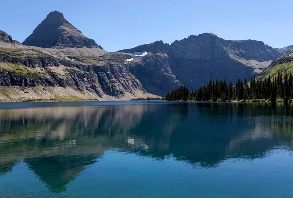 Lago Oculto Con Montañas Reynolds Parque Nacional Glaciar Montana Estados — Foto de Stock