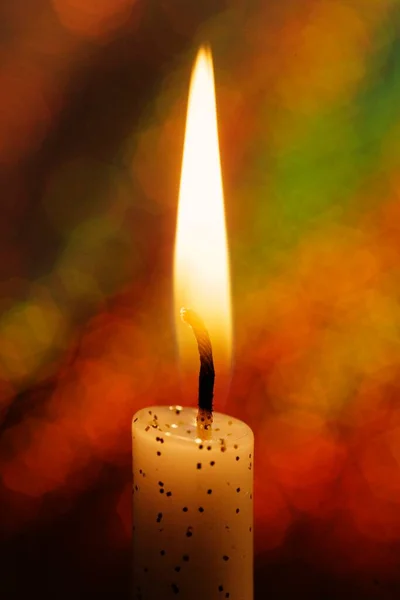 Burning Candle Front Colourful Background — Stock Photo, Image