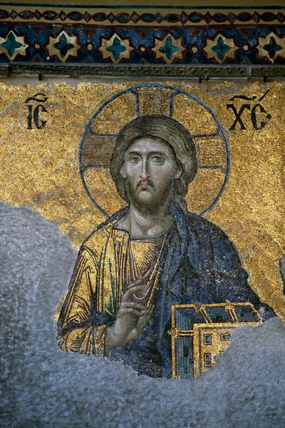 Christ Deesis Mosaic 12Th Century Hagia Sophia Church Istanbul Turkey — Stok fotoğraf