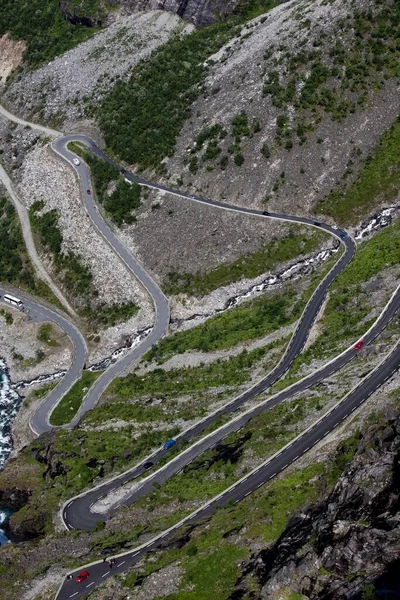 Trollstigen Serpentine Mountain Road Trollstigen Pass Road Trolls Path Andalsnes — 图库照片