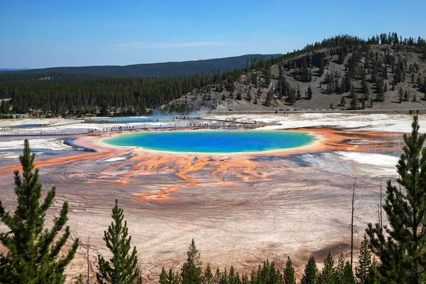 Grand Prismatic Spring Midway Geyser Basin Yellowstone National Park Wyoming — Foto de Stock