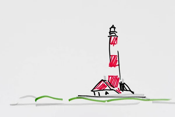 Westerheversand Lighthouse North Frisia Schleswig Holstein North Germany Drawing Artist — Stock fotografie