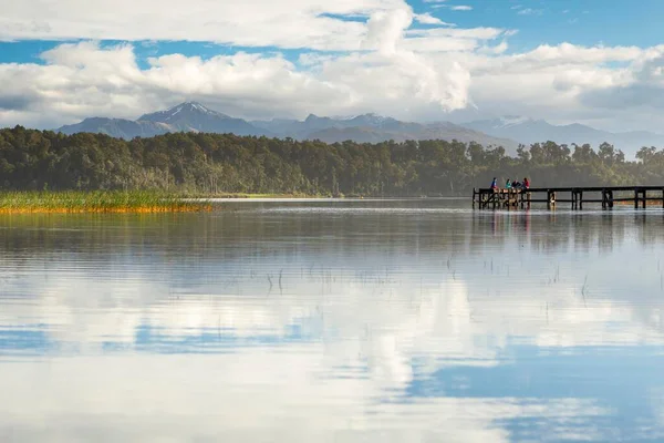 Evening Mood Lake Mahinapua Ruatapu West Coast Region New Zealand — Foto Stock