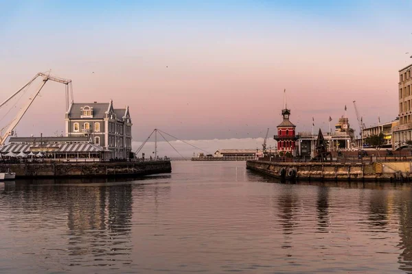 Port Basin Victoria Alfred Waterfront Clock Tower African Trading Post — 스톡 사진