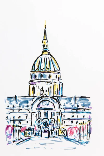 Церква Інвалідах Les Invalides Париж Франція Малюнок Герхарда Крауса Кріфтель — стокове фото