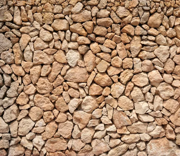 Typical Balearic Dry Stone Wall Made Yellow Red Boulders — стоковое фото