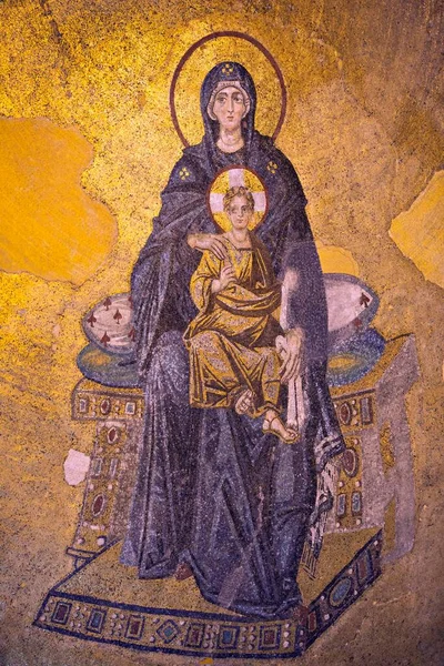 Virgin Mary Christ Child Apsis Mosaic Hagia Sophia Istanbul Turkey — стокове фото