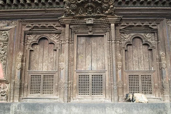 Porta Madeira Histórica Cidade Velha Kathmandu Nepal Ásia — Fotografia de Stock