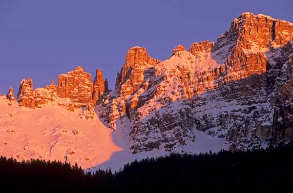 Rosengartengipfel Abendlicht Dolomiten — Stockfoto