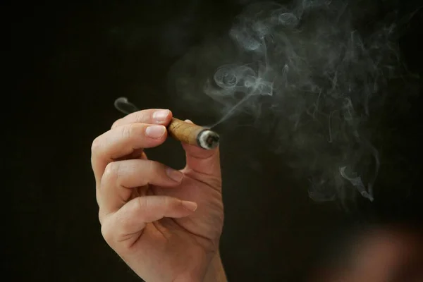 Cigar Smoker Close View — Fotografia de Stock