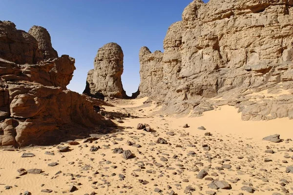 Rock Formation Ghessour Tassili Hoggar Wilaya Tamanrasset Algeria Sahara Africa — Stockfoto