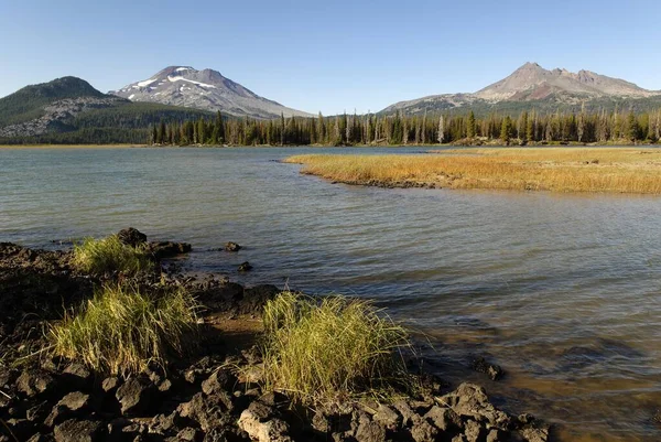 Sparks Lake, with the South Sister and Broken Top Volcano, Cascade Lakes National