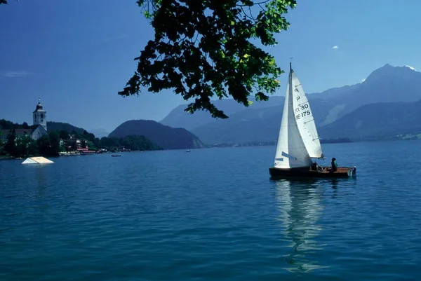 Sailing Boat Wolfgangsee Wolfgang Austria Europe — Stok fotoğraf