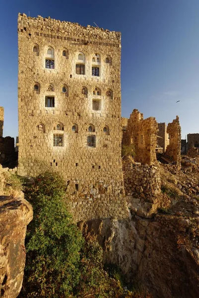 Old Stone House Mountain Top Village Shaharah Yemen Arabia Arab — Stock Fotó