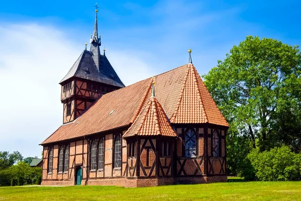 Igreja Emoldurada Madeira Tripkau Amt Neuhaus Baixa Saxônia Alemanha Europa — Fotografia de Stock