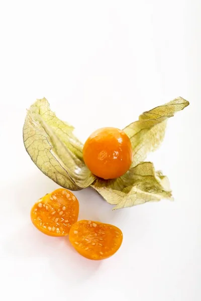 Physalis Halved White Background — 스톡 사진