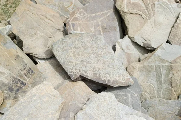 Buddhist Mani Stone Ladakh Jammu Kashmir India Asia — ストック写真