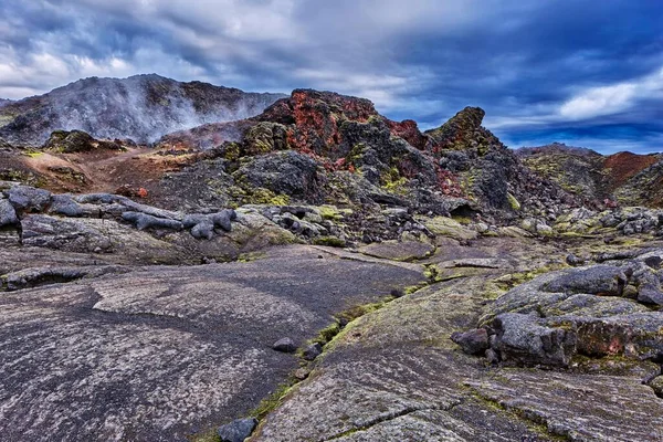 Wulkan Leirhnjkur Obszar Wulkaniczny Krafla Reykjahl Mvatni Wyspa — Zdjęcie stockowe