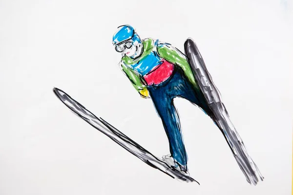 Skispringen Zeichnung Künstler Gerhard Kraus Kriftel Deutschland Europa — Stockfoto