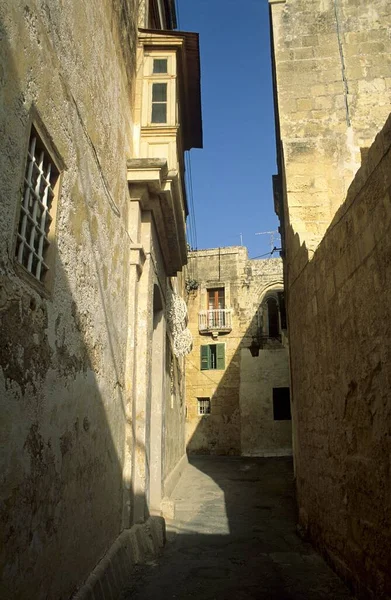 Wąska Uliczka Historycznym Centrum Mdiny Malta Europa — Zdjęcie stockowe
