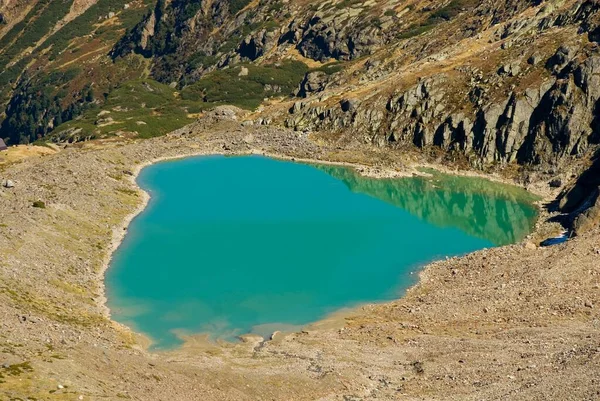 Glacial Lake Called Blaue Lacke Stubai Valley Tyrol Austria Europe — Foto Stock