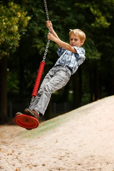 Boy Years Zip Line Playground — Stock Photo, Image