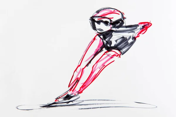 Drawing Speed Skating Artist Gerhard Kraus Kriftel — стоковое фото