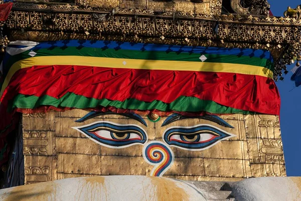 Eyes Buddha Swayambhunath Stupa Kathmandu Unesco World Heritage Site Nepal — Zdjęcie stockowe
