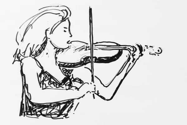 Anne Sophie Mutter German Violin Player Drawing Artist Gerhard Kraus — 스톡 사진