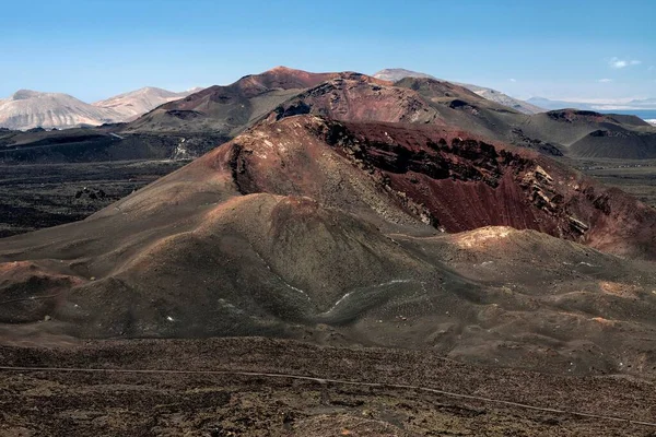 View Caldera Blanca Volcano Volcanic Landscape Timanfaya National Park Fire — Stockfoto