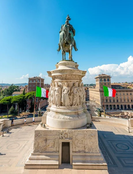 Statua Equestre Vittorio Emanuele Equestrian Statue Monumento Nazionale Vittorio Emanuele — Zdjęcie stockowe