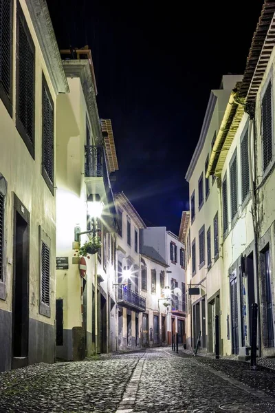Illuminated Street Night Funchal Madeira Portugal Europe — Stock Fotó