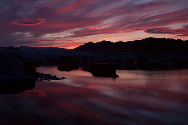 Озеро Цзье Сумерках Йокулсарлон Исландия Европа — стоковое фото