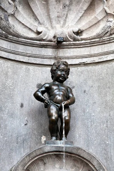 Mannekin Pis Brussels Famous Statue Boy Urinating Belgium Europe — Stock Photo, Image