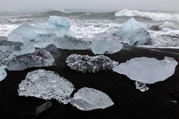 Ice Floes Jokulsarlon Lava Beach Iceland Europe — ストック写真