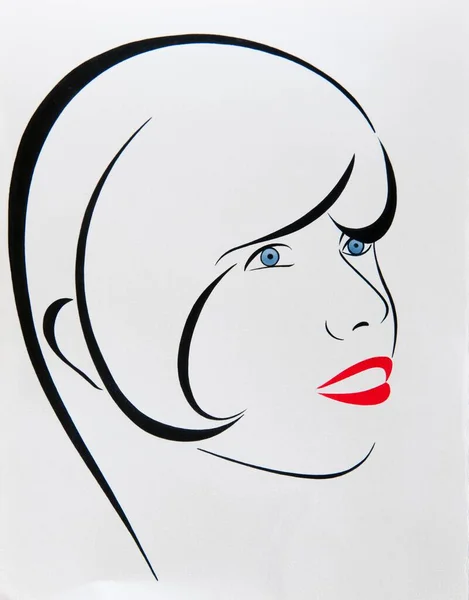 Portrait Young Woman Face Drawing Artist Gerhard Kraus Kriftel Germany — ストック写真