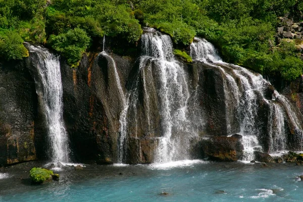 Hraunfossar Waterfalls Hvita River Iceland Lava Waterfalls Europe — Stock Photo, Image