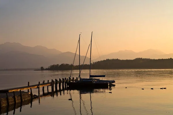 Sunset Chiemsee Bavaria Germany Europe — Stok Foto