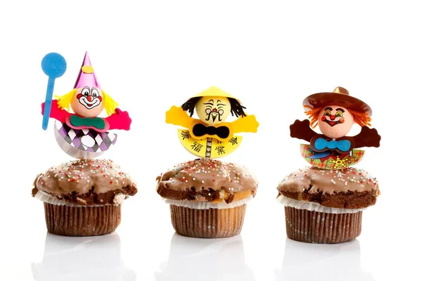 Chocolate Coated Muffins Decorative Paper Figurines — 스톡 사진