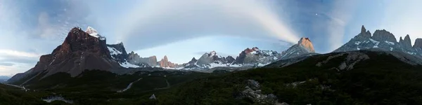 Panoramic View Valley Cordillera Del Paine Mountains French Valley Torres — Stockfoto
