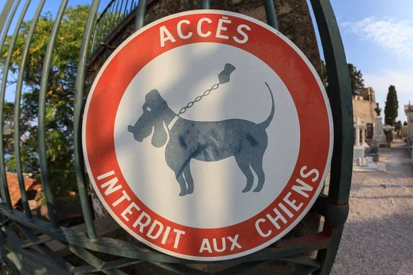 No Dogs Allowed, French sign, Capuchin Monastery of L\'Annonciade, Provence-Alpes-Cte d\'Azur, France, Europe