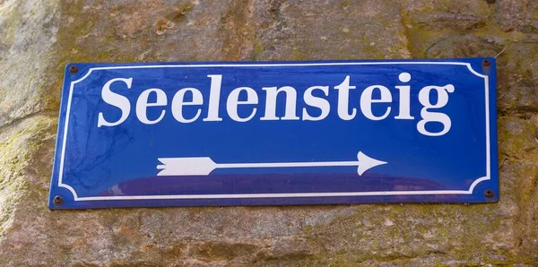 Sign Street Name Seelensteig Wall Meissen District Saxony Germany Europe — 스톡 사진