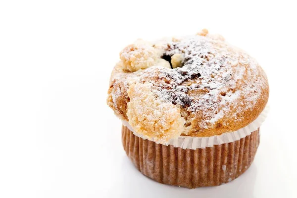 Muffin Bílém Pozadí Detailní Pohled — Stock fotografie