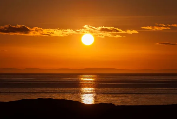 Sole Mezzanotte Penisola Snaefellsnes Islanda Europa — Foto Stock