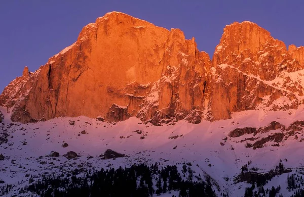 Rosengartengipfel Abendlicht Dolomiten — Stockfoto