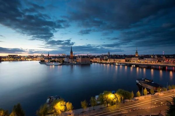 Riddarholmen Island Dusk View Monteliusvgen Stockholm Stockholm County Sweden Europe — Foto Stock