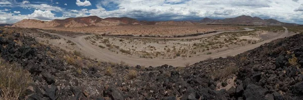 Panoramic View Ruta Route Arid Argentine Pampas Front Andes Mountains — Fotografia de Stock