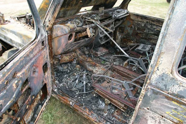 Burnt Out Interior Mercedes 4X4 Car — Stock fotografie