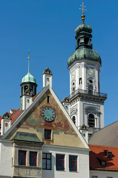 Town Hall Bell Tower City Parish Church Georg Marienplatz Freising — Stockfoto