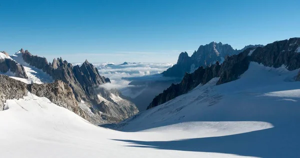 Rit Met Tlcabine Panoramic Mont Blanc Gletsjer Gletsjer Geant Achterin — Stockfoto